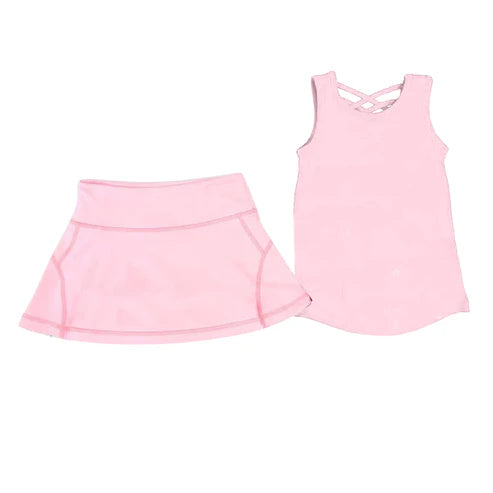 6.5 GSD2652 Baby Girls Pink Sleeveless Vests Top Skirts Yoga Set Preorder