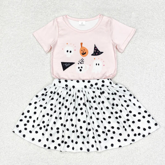 L-3.3 GT0698+GLK0031 Baby Girls Halloween Pumpkin Top Skirts Clothes Set