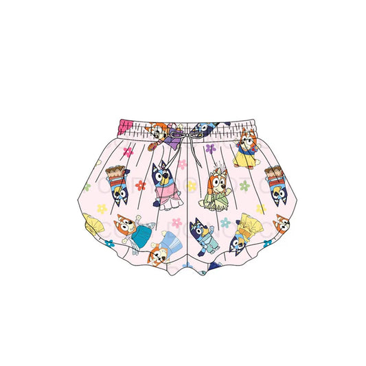 4.18   SS0583 Baby Girls Cartoon Dogs Flowers Summer Shorts Bottoms Preorder