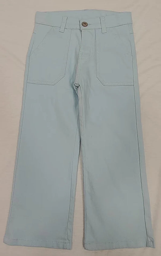 4.4 P0756 Baby Girls Blue Pockets Denim Straight Bottom Pants Preorder