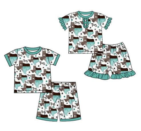 5.16 Custom Moq 3 Each Item Sibling Boys Baby Girls Football Team Texas Clothes Sets