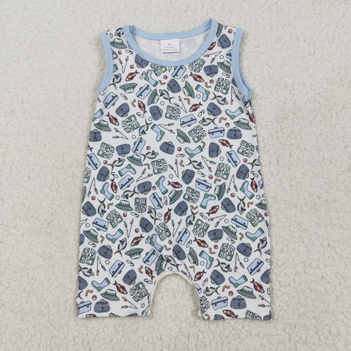 5.15 SR2900 Baby Infant Boys Sleeveless Fishes Rain Shoes Fishing Romper