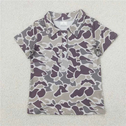 4.14 Sibling Baby Boys Short Sleeves Button Camouflage Polo Shirts Tops