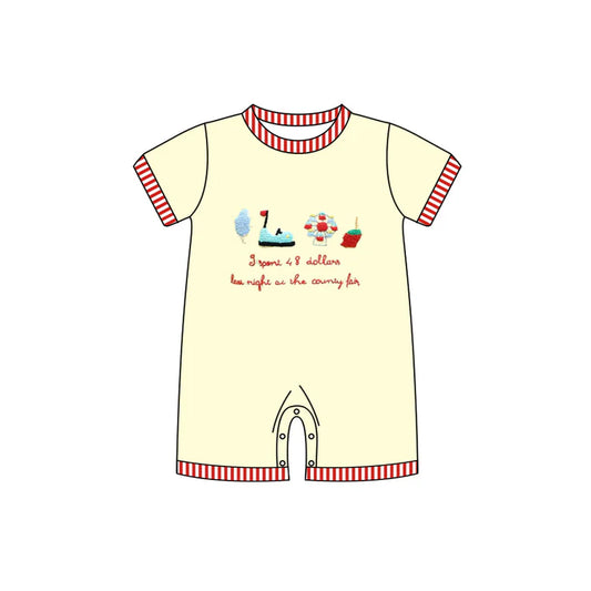 12.5 MOQ:5pcs SR3702 pre-order baby boy clothes country fair print boy summer romper
