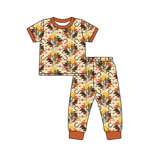 12.24 MOQ：5pcs BSPO0662 pre-order toddler boy clothes aztec print boy spring outfit