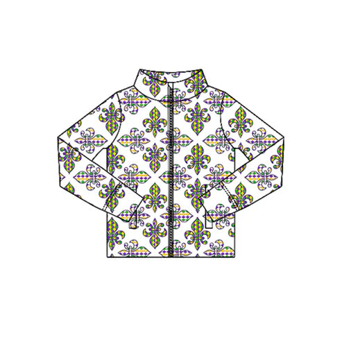 10.27 GT1349 Baby Girls Anchors Plaid Mardigras Yoga Zipper Jackets Top Preorder