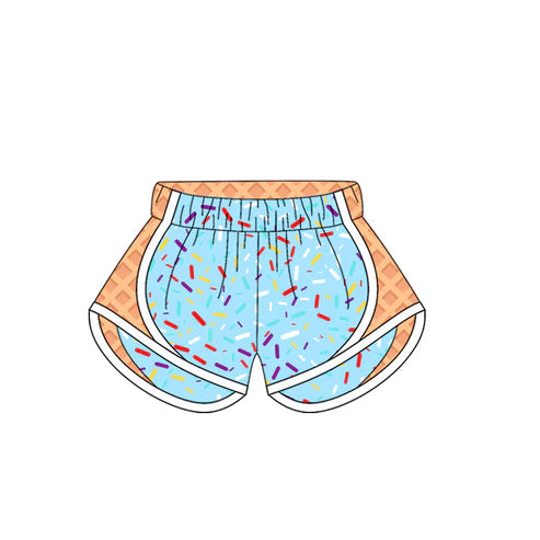 4.17  SS0575 Adult Women Blue Ice-cream Drip Yoga Shorts Bottoms Preorder