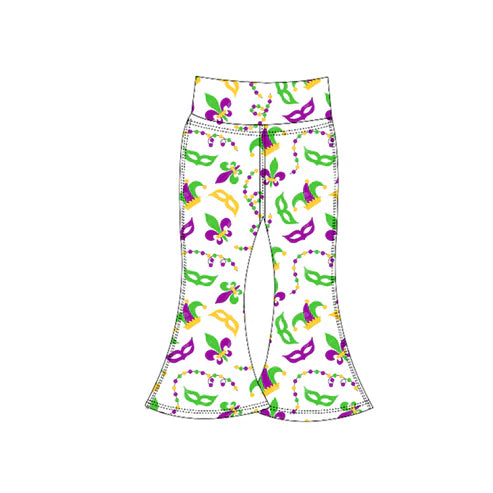 10.28 P0933 Baby Girls Mardigras Anchors Masks Yoga Bell Bottom Pants Preorder