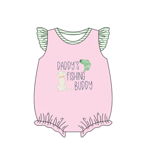 SR2337 Baby Infant Girls Daddy's Fishing Buddy Pink Rompers preorder