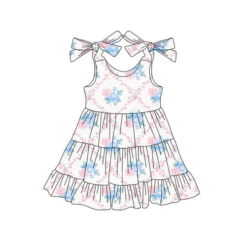 4.16 SR3048 Baby Girls Red Strap American Honey Blue Bows 4th Of July Rompers Preorder