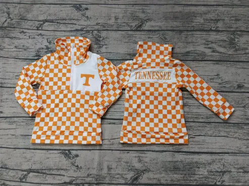 8.1  Custom Moq 5 Baby Boys Orange Plaid Zipper Tennessee Team Pullovers Top