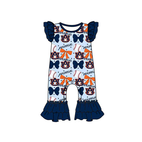 6.25 Custom Moq 3 each item Sibling Baby Girls Auburn Team Romper Dress Clothes Sets