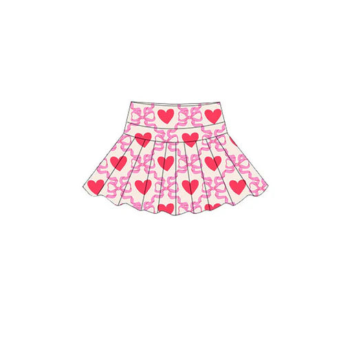 10.27 GLK0152 Baby Girls Pink Bows Hearts Plaid Valentine Yoga Skirt Shorts Bottom Preorder