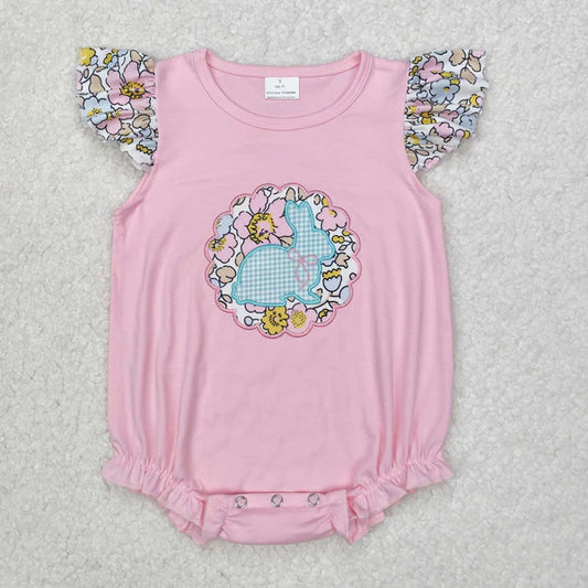 3.15 SR2054 Baby Infant Girls Easter Bunny Pink Floral Romper