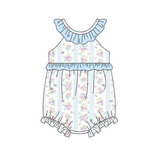 12.26 MOQ:5pcs SR3851 pre-order baby girl clothes flower print toddler girl summer bubble