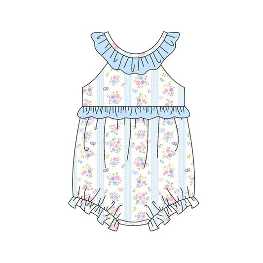 12.26 MOQ:5pcs SR3851 pre-order baby girl clothes flower print toddler girl summer bubble