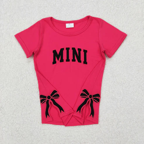 3.30 GT0917 Embroidery Baby Girls Mini Bow Tee Shirts Tops