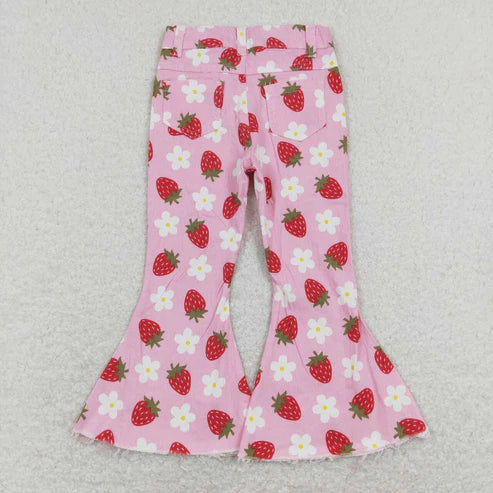 L-3.7  P0396 Strawberry flower pink denim trousers