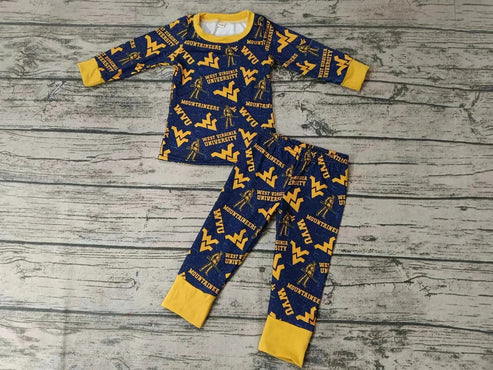 5.7 Baby Girls Boys WVU Team Tee Pants Pajamas Clothing Sets Preorder(moq 3)