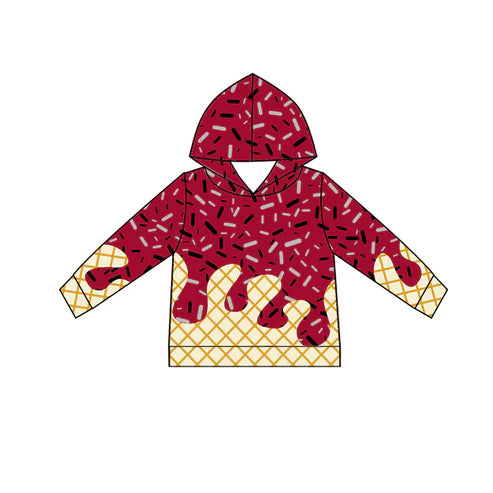 6.28 No moq BT1273 pre-order toddler boy clothes team brick red hooded long Sleeve Top