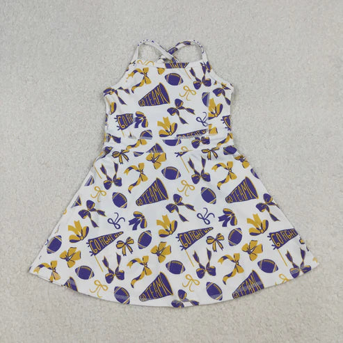 10.10 GSD2781 Baby Girls Strap Go Team Bows Plaid Shorts Team Yoga Active Knee Length Dress