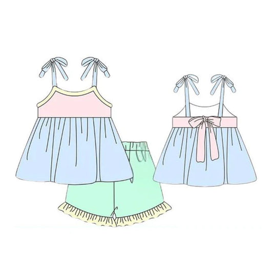 12.10 MOQ:5pcs GSSO3006 pre-order baby girl clothes colorful print toddler girl summer outfit