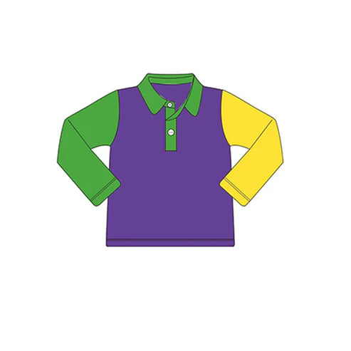 6.3 BT0997 Baby Boys Mardi Gras Purple Buttons Tee Shirts Tops preorder