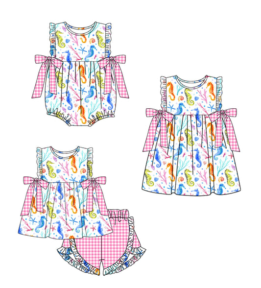 26.1.21 Custom (Moq 3 or 5) Sibling Baby Girls Short Sleeve Shorts Sets Girls Dress Romper