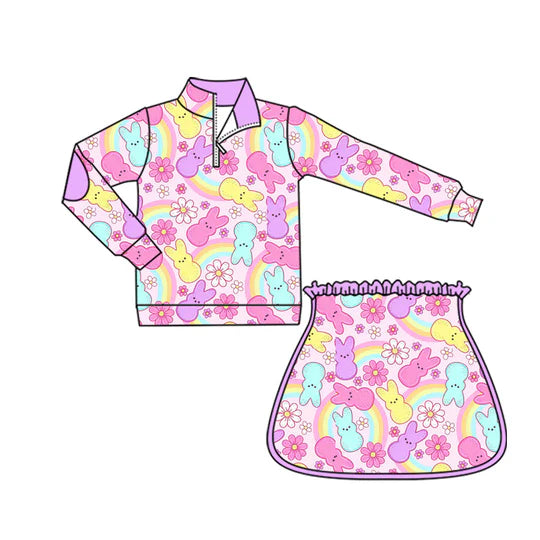 12.29 MOQ：5pcs GLD1578 pre-order baby girl clothes rabbit toddler girl easter yoga skirt outfit