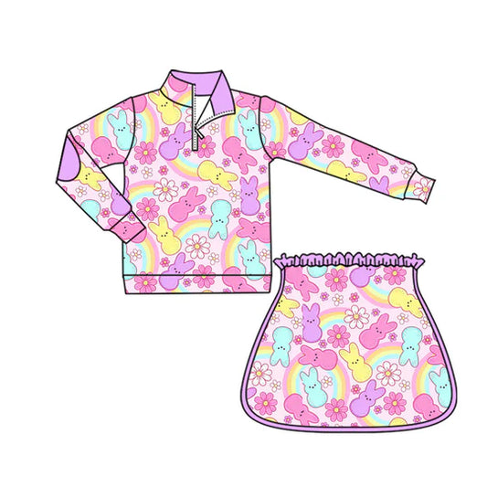 12.29 MOQ：5pcs GLD1578 pre-order baby girl clothes rabbit toddler girl easter yoga skirt outfit