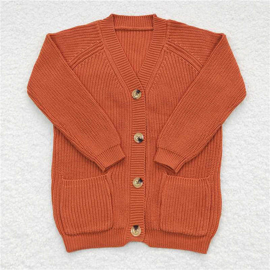 GT0242 caramel color pocket button cardigan long sleeve sweater