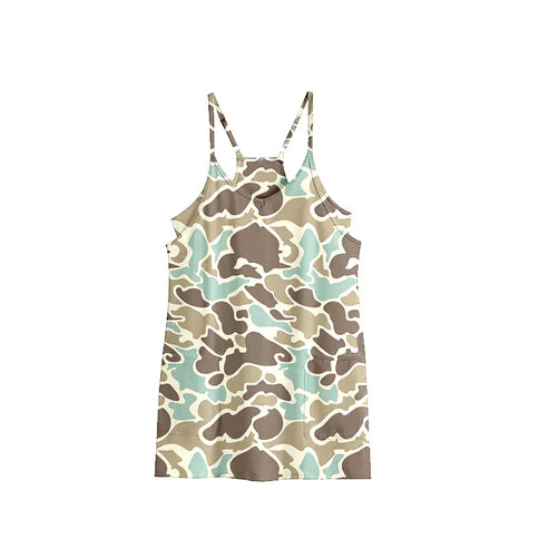 6.27 GSD2734 Adult Women Strap Khaki Camo Pockets Yoga Shorts Dresses