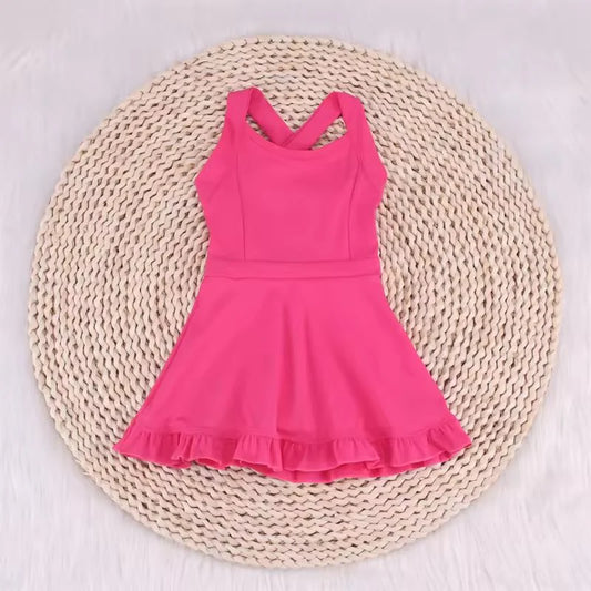 L-3.6 S0440 Solid rose red tracksuit dress swimsuit style