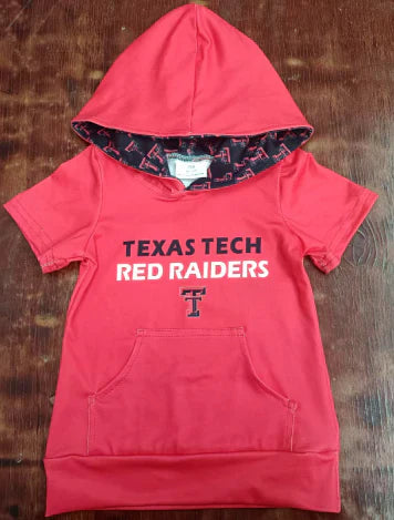 5.2  Baby Boys Red Short Sleeves Texas Tech Pocket Hoodies Top Preorder(moq 3)