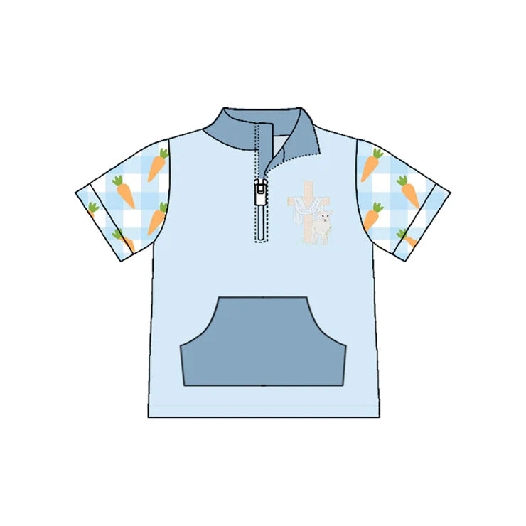 11.13 MOQ：5pcs BT1547 pre-order toddler boy clothes cross boy easter summer top shirt