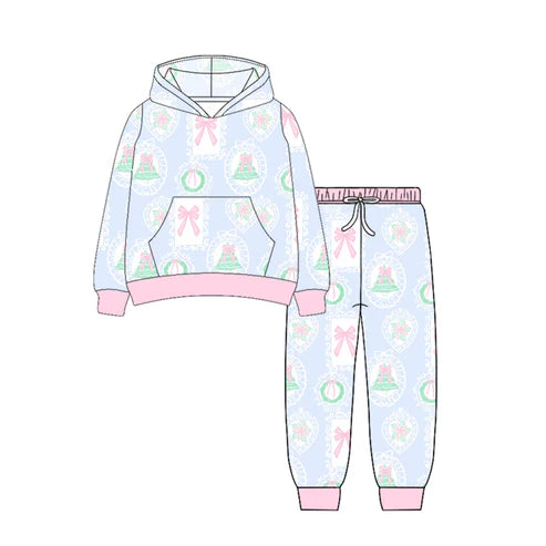 6.28 NO MOQ sales GLP2544 Pre-order baby girl clothes Christmas hooded long sleeve pants sets-