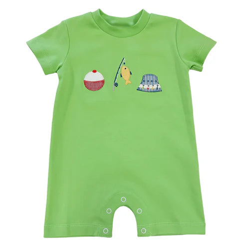 4.24  SR3079 Baby Boys Green Short Sleeves Fishing Rompers Preorder