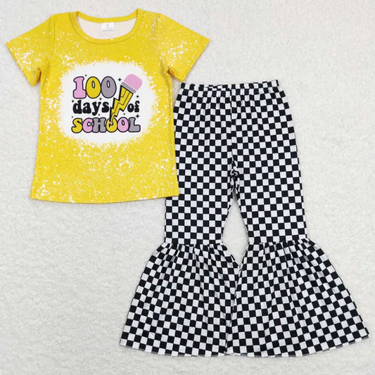 3.10 GSPO1256 baby girl clothes girl 100days back to school bell bottom outfit