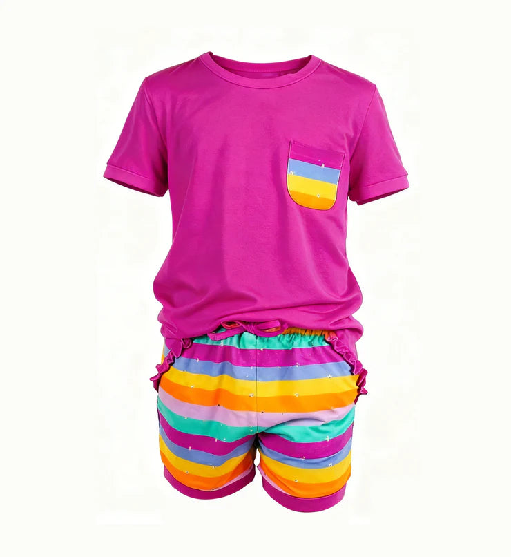 11.28 MOQ：5pcs GSSO2940 pre-order baby girl clothes Stripes print toddler girl summer outfit