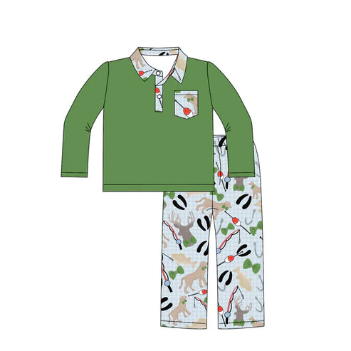 8.14 BLP1221 Baby Boys Green Pocket Button Pullover Pant Fishing Set Preorder