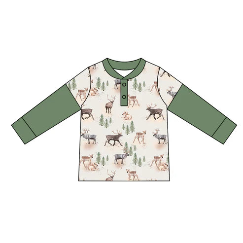 5.27 BT0917 Baby Boys Hunting Deer Long Sleeve Tee Shirts Tops Preorder