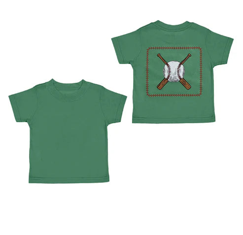 6.18 BT1242 Baby Boys Green Short Sleeves Baseballs Tee Shirts Top Preorder