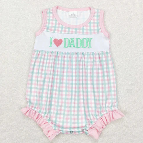 5.21 Sibling Baby Kids I Love Dad Flowers Leopard Ruffle Summer Rompers