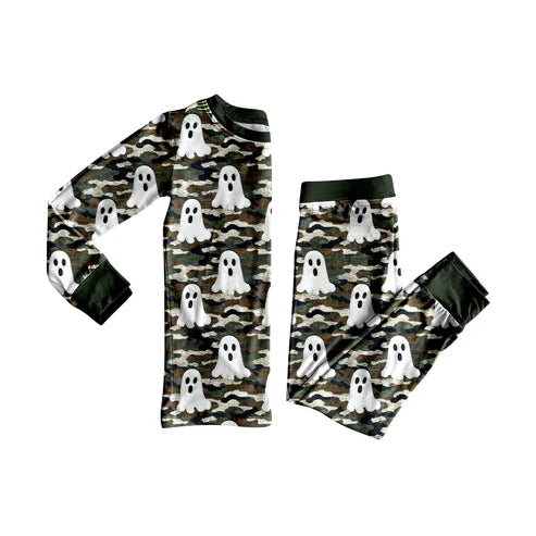 7.29 BLP1185 Baby Boys Long Sleeves Green Camo Ghosts Top Pants Pajamas Set Preorder
