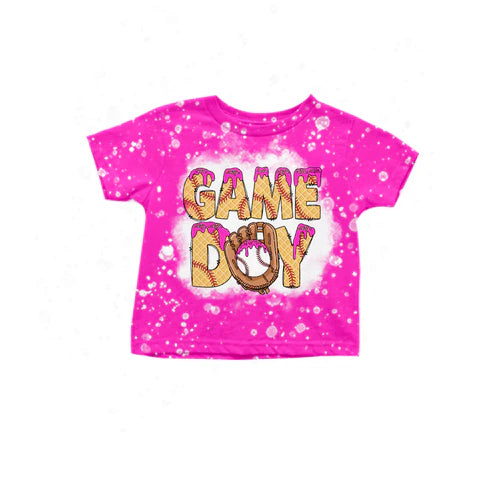 4.19 GT1013 Baby Girls Hot Pink Short Sleeves Ice-cream Drip Game Doy Tee Shirts Top Preorder