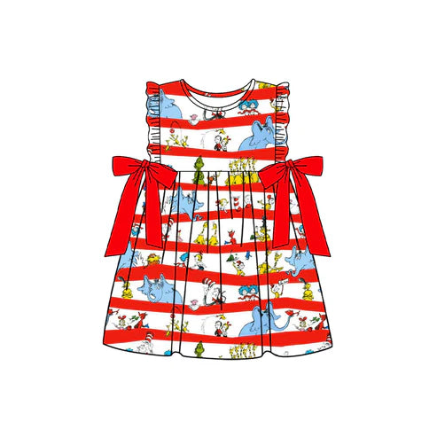 GSD1643 Baby Girls Dr Reading Red Bows Knee Length Dresses Preorder