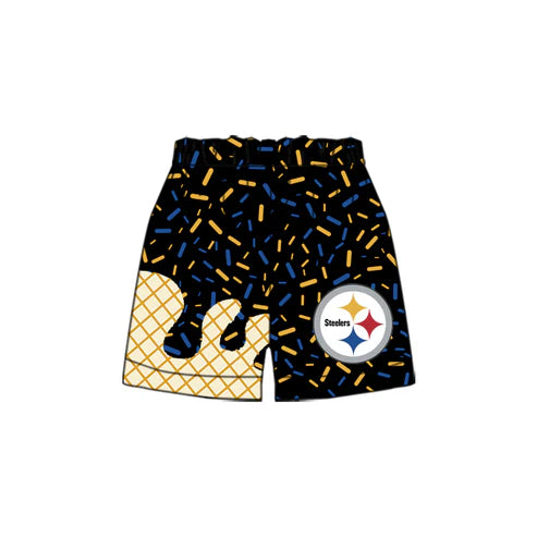 6.24 Custom Moq 3 Baby Boys Drip Black Steelers Team Shorts Bottom