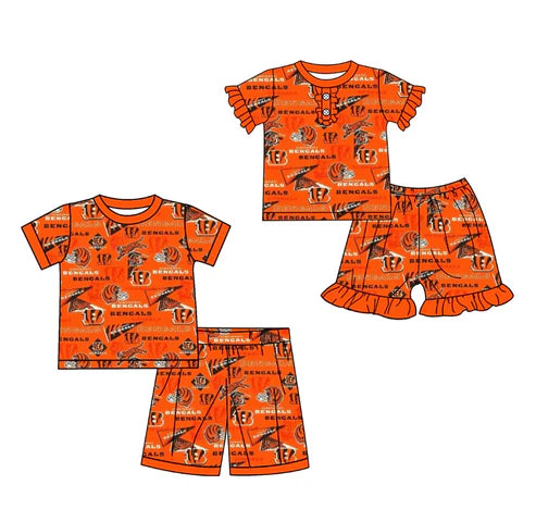 5.16 Custom Moq 3 Each Item Sibling Boys Baby Girls Football Team Bengals Clothes Sets