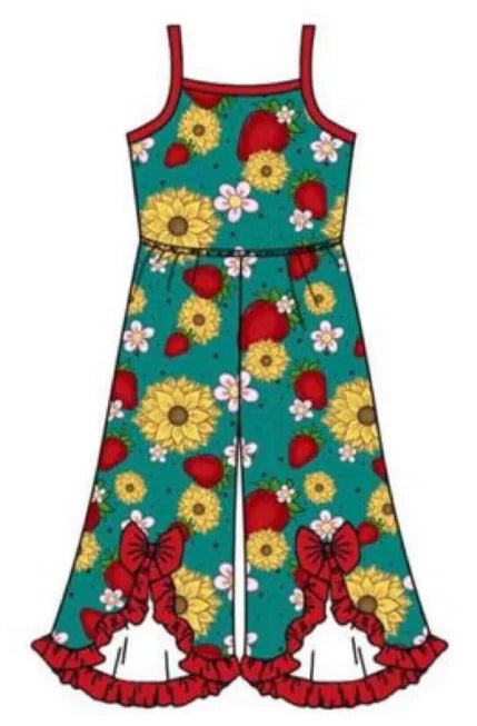 5.14 Strawberry sunflower flower jumpsuit for girls