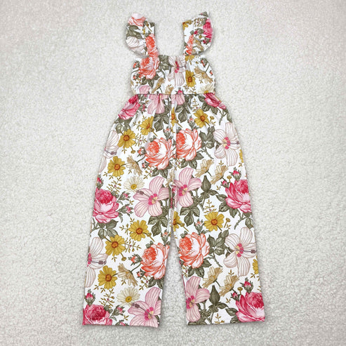 5.17 SR3053 Baby Girls Flutter Sleeves Flowers Bell Jumpsuit